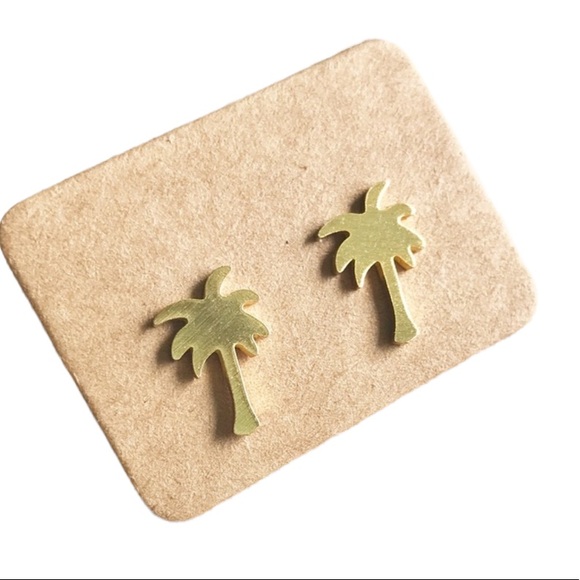 Gold Palm Tree Earrings - Picture 2 of 5